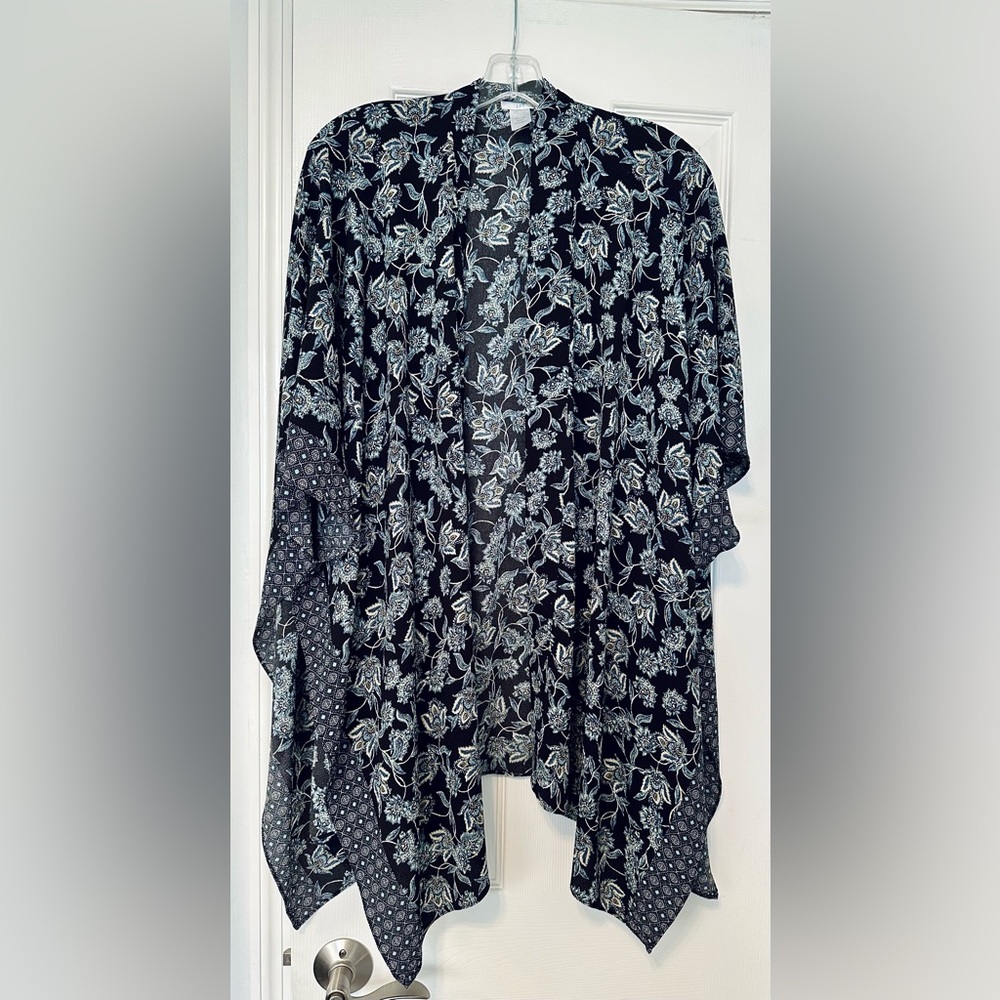 J. Jill dark blue print ruana, one size, like new, barely worn.